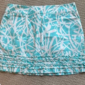 NWT Lilly Pulitzer Turquoise and White Mini Skirt with shorts underneath